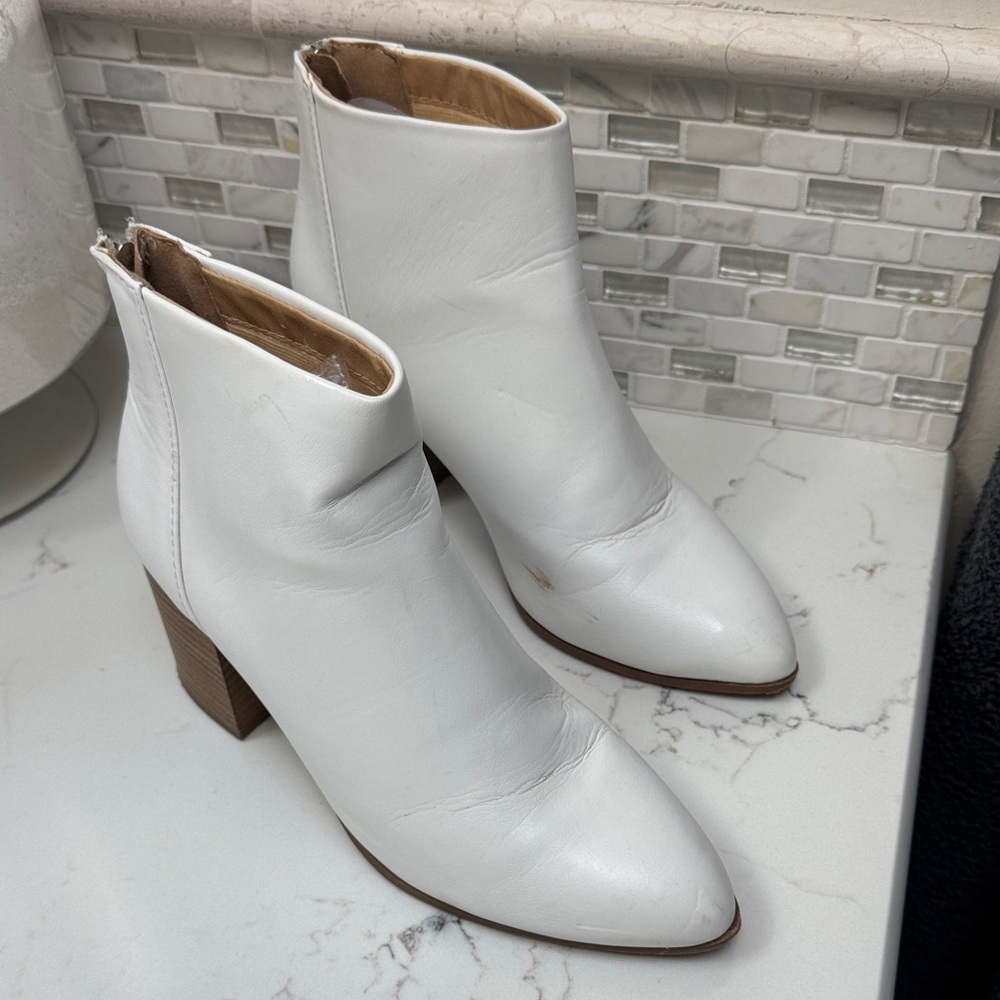 White Leather Ankle Boots